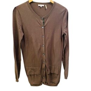 MINNIE ROSE Olive Green Cotton Long Cardigan with Pockets
